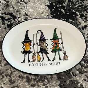 HALLOWEEN Cobwebs & Cauldrons Ironstone Platter "It's Ghouls Night" Trio